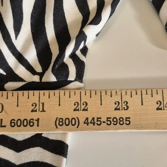 CHICO'S NWT 3 Black White Zebra Print Top 100% Cotton 3/4 Sleeve Tunic Blouse - Picture 5 of 7